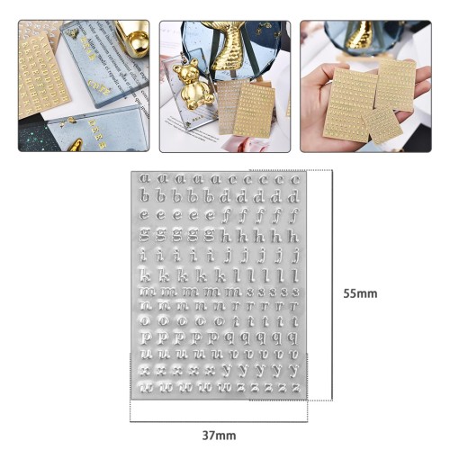 Epoksi Reçine Çıkartmalı Sticker Harf Gümüş 7mm