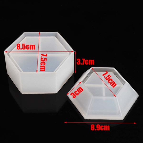 Epoksi Altıgen Kapaklı Mücevher Takı Kutusu Silikon Kalıbı GT9236