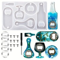Epoksi Çoklu Şişe Açacak Kalıbı Silikon + Metal Aparat Seti GT9296