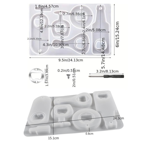 Epoksi Çoklu Şişe Açacak Kalıbı Silikon + Metal Aparat Seti GT9296