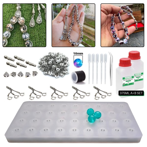 Epoksi Tesbih Kalıbı Seti 10mm Epoksi Tesbih Kalıbı Seti 10mm