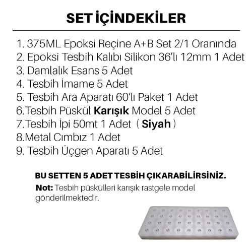 Epoksi Tesbih Kalıbı Seti 10mm Epoksi Tesbih Kalıbı Seti 10mm
