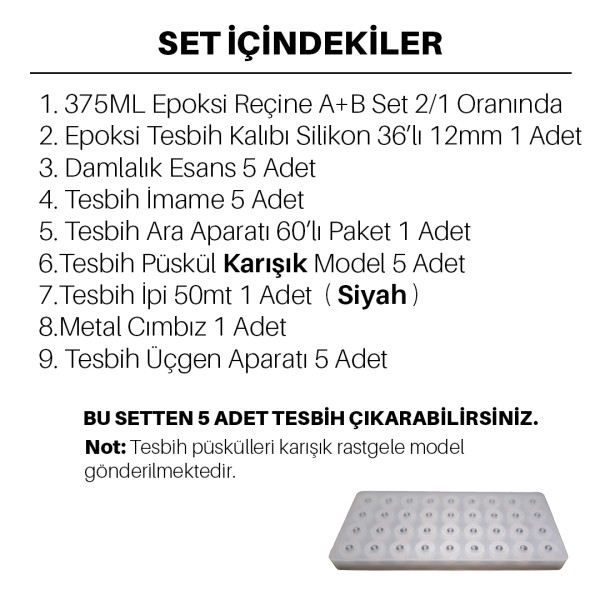 Epoksi Tesbih Kalıbı Seti 10mm Epoksi Tesbih Kalıbı Seti 10mm