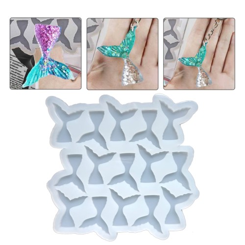 Epoksi Çoklu Balık Kuyruğu Kolye Anahtarlık Kalıbı Silikon EM338