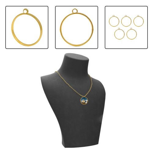 Epoksi Kolye Ucu Metal Yuvarlak Gold 10 Adet