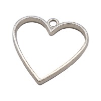 Epoksi Kolye Ucu Metal Kalp Gümüş 10 Adet