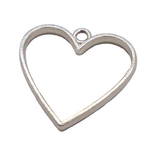 Epoksi Kolye Ucu Metal Kalp Gümüş 10 Adet