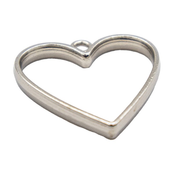 Epoksi Kolye Ucu Metal Kalp Gümüş 10 Adet