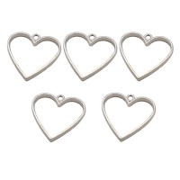 Epoksi Kolye Ucu Metal Kalp Gümüş 10 Adet