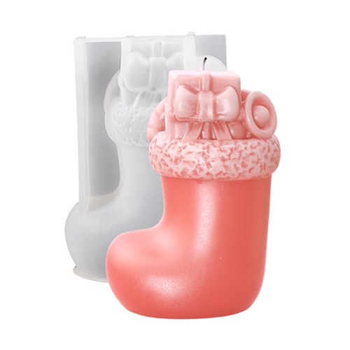 Silikon Mum Kalıbı Yılbaşı Noel Kar Ayakkabı Ev Dekorasyon Mum Kalıpları 10.4x7.1cm GT9567
