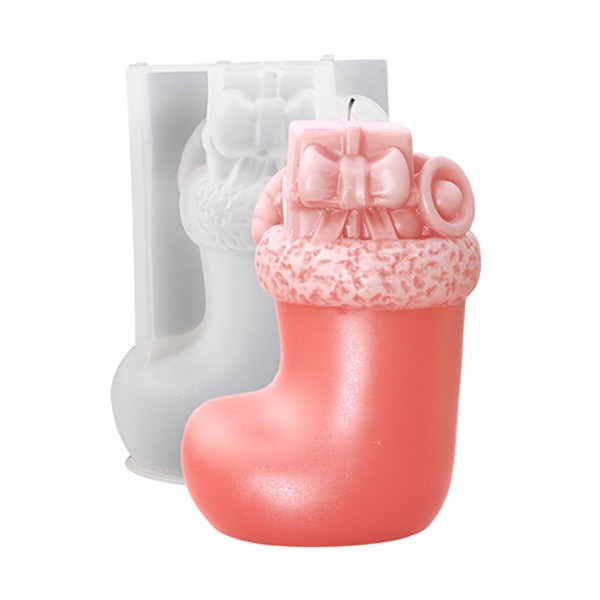 Silikon Mum Kalıbı Yılbaşı Noel Kar Ayakkabı Ev Dekorasyon Mum Kalıpları 10.4x7.1cm GT9567