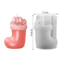 Silikon Mum Kalıbı Yılbaşı Noel Kar Ayakkabı Ev Dekorasyon Mum Kalıpları 10.4x7.1cm GT9567