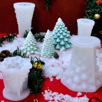 Silikon Mum Kalıbı Yılbaşı Noel Ağacı Ev Dekorasyon Mum Kalıpları 8.0x7.8cm GT9624