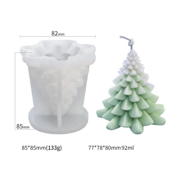 Silikon Mum Kalıbı Yılbaşı Noel Ağacı Ev Dekorasyon Mum Kalıpları 8.0x7.8cm GT9624