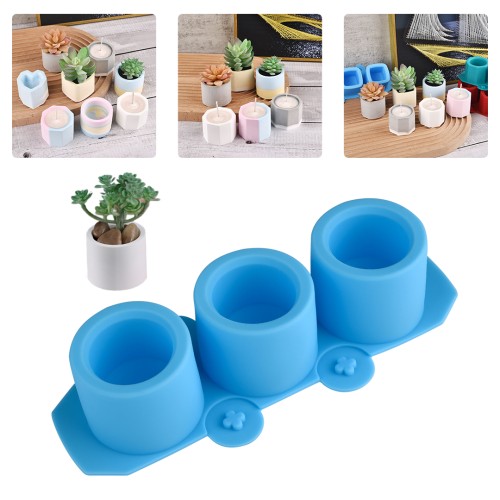 Epoksi Yuvarlak Ortası Boş Beton Saksı Dekoratif Mumluk Taş Tozu Kalıbı Silikon GT9468