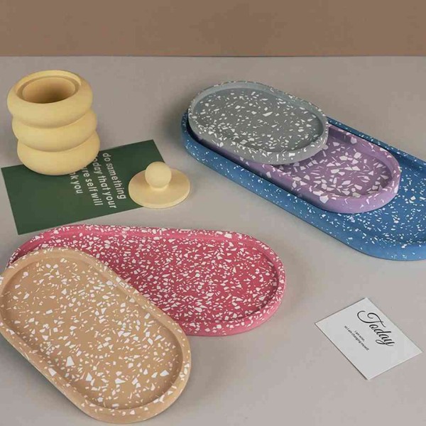 Epoksi Beton Oval Tabak Basık Model Sunumluk Silikon Kalıbı GT-9451