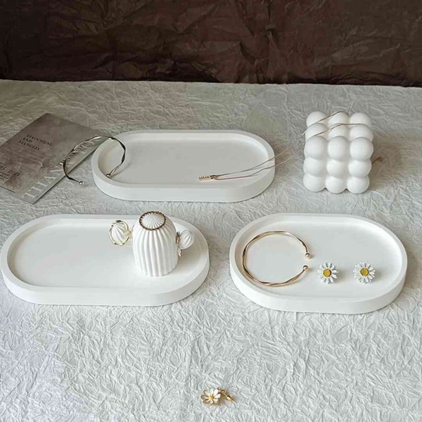 Epoksi Beton Oval Tabak Basık Model Sunumluk Silikon Kalıbı GT-9451