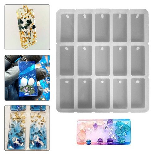 Epoksi Çoklu Dikdörtgen Anahtarlık Silikon Kalıbı EM289