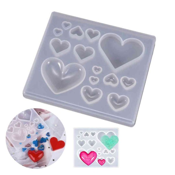 Epoksi Çoklu Kalp Anahtarlık Süsleme Silikon Kalıbı GT-9050