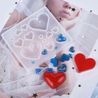 Epoksi Çoklu Kalp Anahtarlık Süsleme Silikon Kalıbı GT-9050