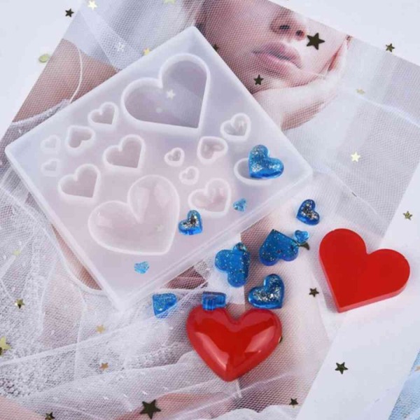 Epoksi Çoklu Kalp Anahtarlık Süsleme Silikon Kalıbı GT-9050