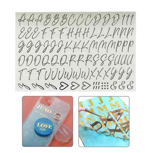 Epoksi Reçine Çıkartmalı Sticker Harf El Yazısı Gümüş 15mm