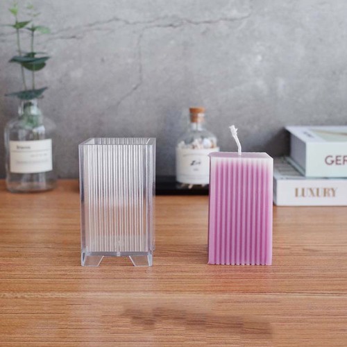 Çizgili Dikdörtgen Mika Mum Kalıbı 8.5x5cm