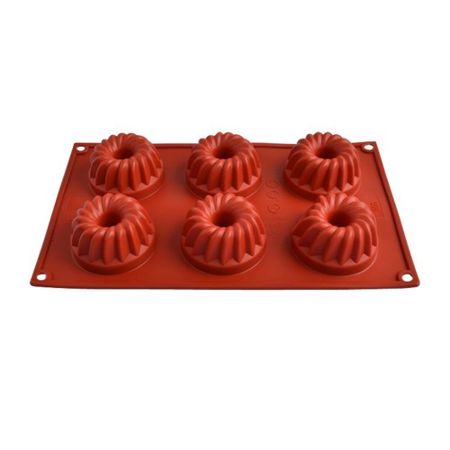 Muffin 6 lı Delikli Çörek Kek   Çikolata Silikon Kalıbı GT110