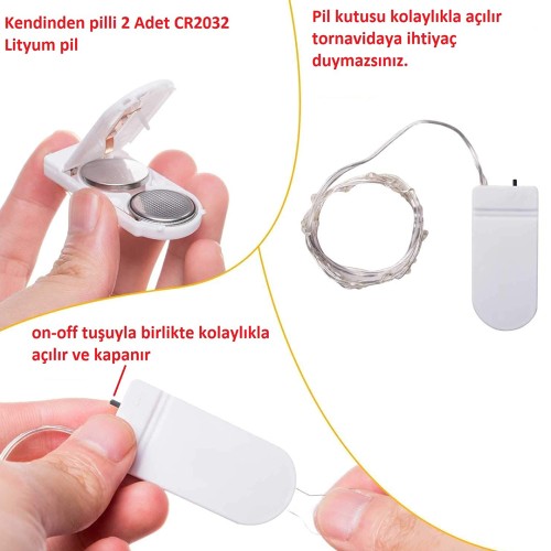 Epoksi Peri Led Tel Şerit Led Dekoratif Aydınlatma Saat Pilli Beyaz 2 Metre Epoksi Peri Led Tel Şerit Led Dekoratif Aydınlatma Saat Pilli Beyaz 2 Metre
