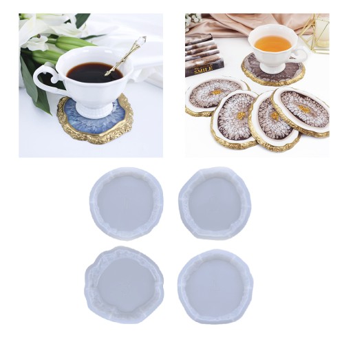 Epoksi Silikon Dörtlü Set Kristal Köşeli Bardak Altlığı Kalıbı (4-Parça)