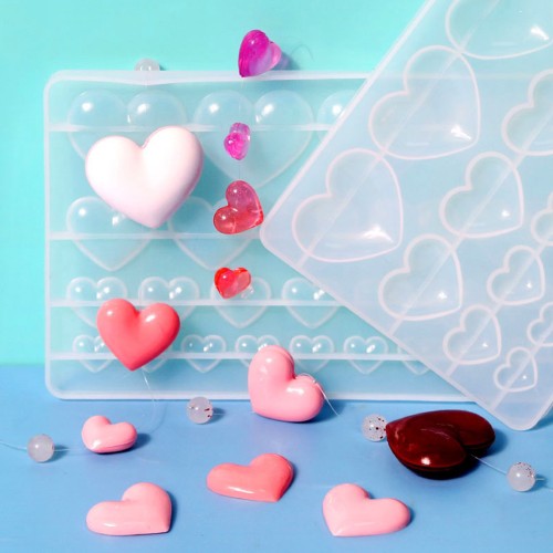 Epoksi Çoklu Kalp Anahtarlık Kolye Silikon Kalıbı GT-9372