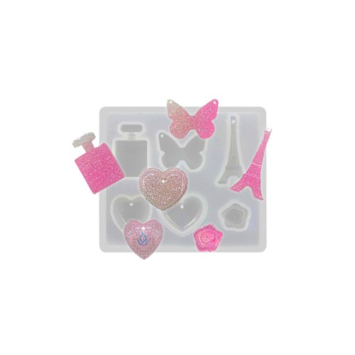 Epoksi Çoklu Kelebek Eyfel Kalp Takı Silikon Kalıbı