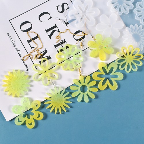 Epoksi Çoklu Papatya Çiçek Takı ve Anahtarlık Silikon Kalıbı