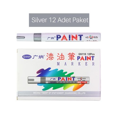 Epoksi Varak Kalem Paint Marker Silver Gümüş 12 li Paket
